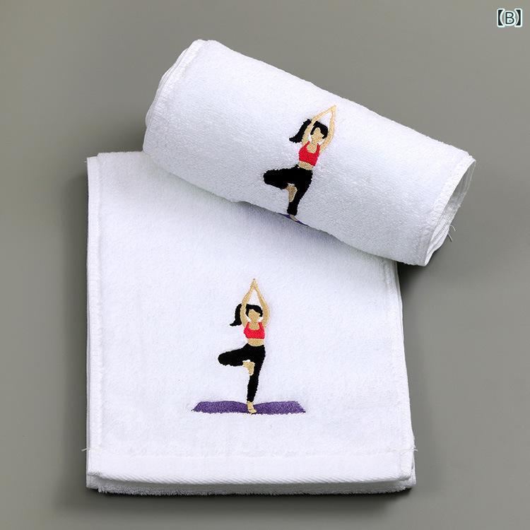 スポーツタオル 綿 吸水 厚手 ロングサイズ 20 110cm 運動 ヨガ ジム ランニング トレーニング 白 ピン..