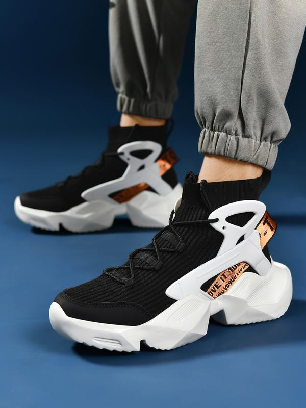 スニーカー メンズ 男性用 高帮 ランニングシューズ スポーツシューズ カジュアルシューズ 運動靴 通気性 伸縮性 ブラック系 ホワイト系 カーキ MDソール 春夏秋冬