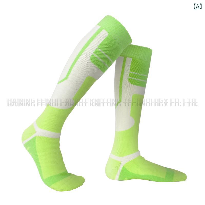 靴下 レディース メンズ 登山用 厚手 ウール混 スポーツソックス アウトドア スキー ソックス 高筒 秋冬 防寒 吸汗 XS S/M L/XL グリーン