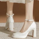 パンプス レディース ウェディングシューズ 厚底 太ヒール スクエアトゥ 防水 結婚式 ブライダル 白 赤 シャンパンゴールド シンプル 美脚 フォーマル カジ...