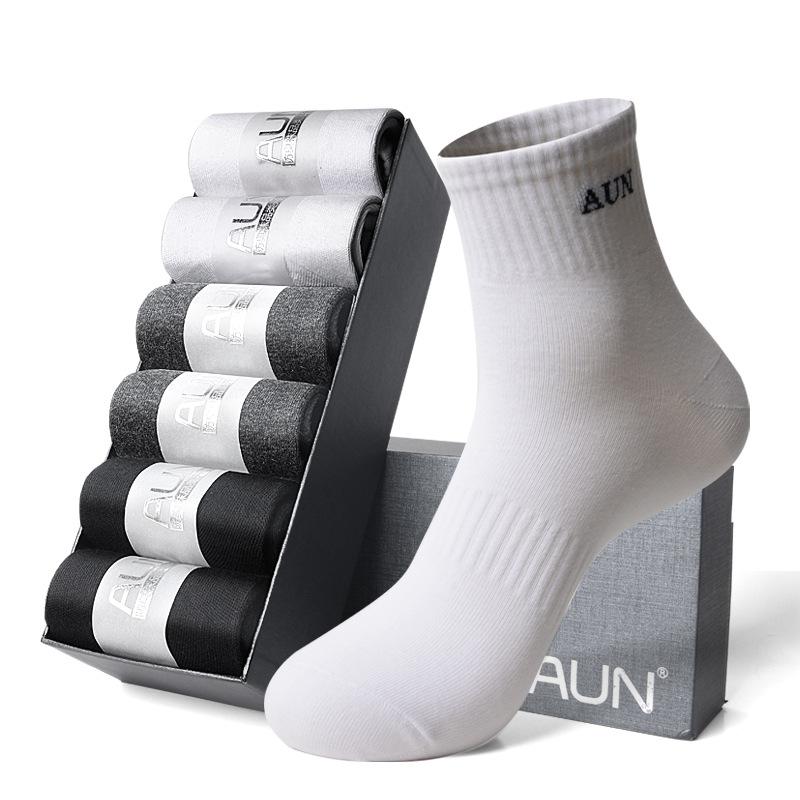 靴下 メンズ 男性用 靴下 コットン 防臭 中筒 オールシーズン カジュアル 白 黒 グレー
