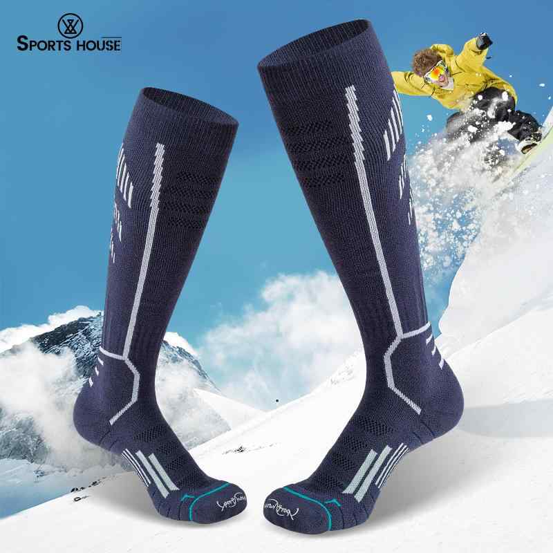 靴下 メンズ 男性用 スキーソックス 高筒 厚手 保温 防寒 ウール パイル地 スポーツソックス 白 紺 黒 グレー カーキ ブラウン 秋冬 幾何学模様(4.0)