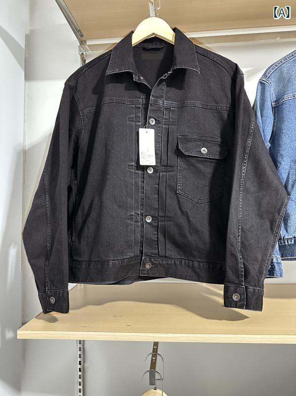 ジャケット メンズ 男性用 デニムジャケット 秋冬 ブルゾン ゆったり ルーズフィット 長袖 コーデュロイ 襟付き 耐摩耗性 カジュアル ダークグレー ブルー系