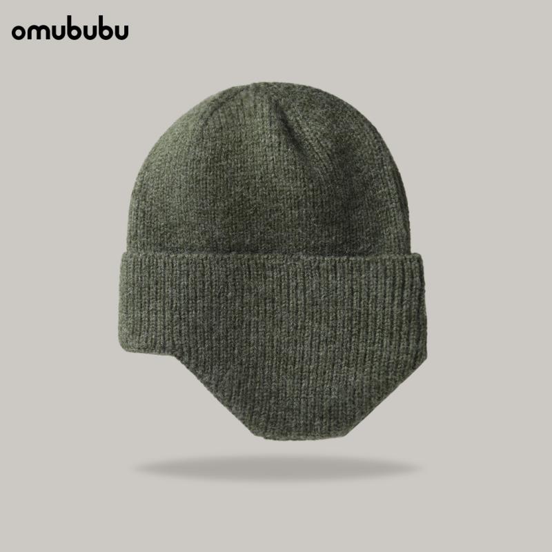 ニット帽 男性用 秋冬 护耳付き 无地 针织帽 保温 防寒 アウトドア レンガ色