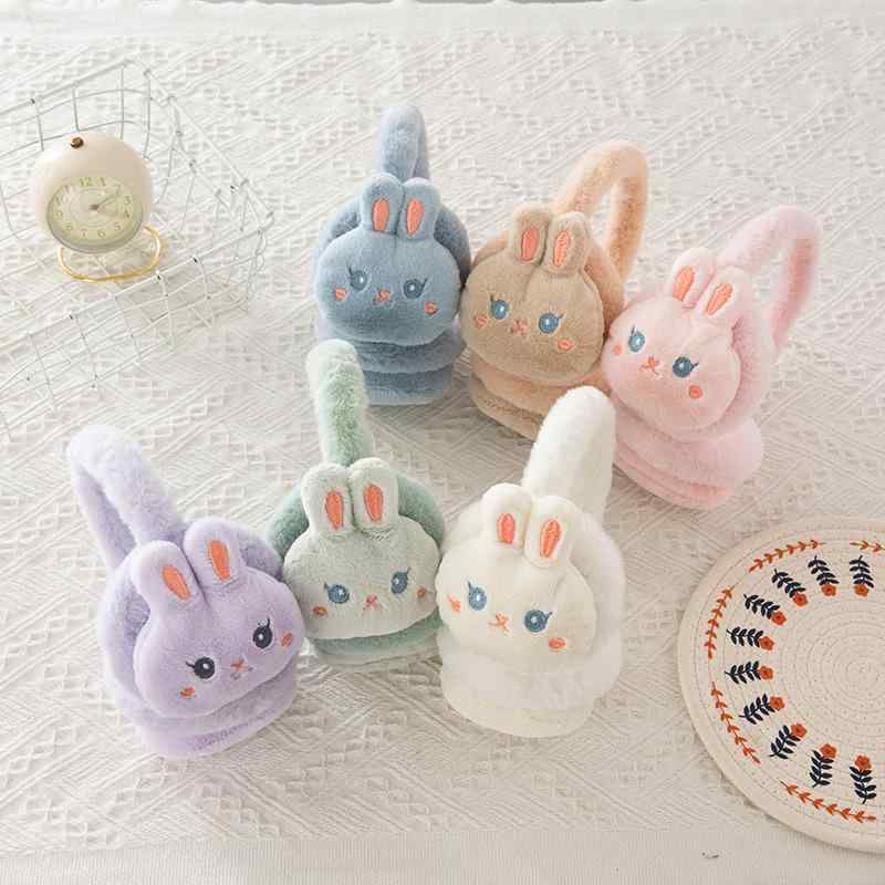 耳あて キッズ 男の子 かわいい ウサギ 厚手 ボア 防寒 保温 白 緑 紫 黄色 青 秋冬 普段使い(x2)