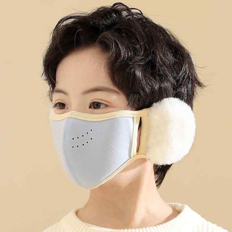 キッズ マスク 秋冬 防寒 接触冷感 防風 フリース 暖かい イヤーマフ 一体型 男の子 女の子(x3)