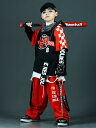 ダンス衣装 キッズ 男の子 ヒップホップ ストリート系 子供服 セットアップ 練習着 舞台演出服 普段着 レッスン着 春秋 綿 ポリエステル 黒 赤
