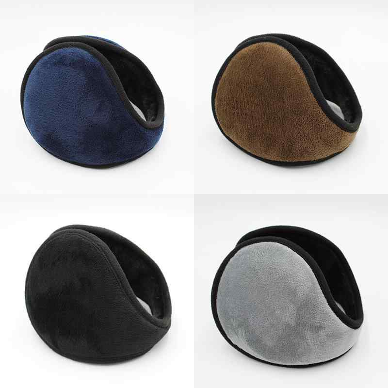 イヤーマフ 男性用 柔 後ろ掛け 耳当て 男女兼用 防寒 保温 裏ボア 無地 グレー ブラック ネイビー コ..