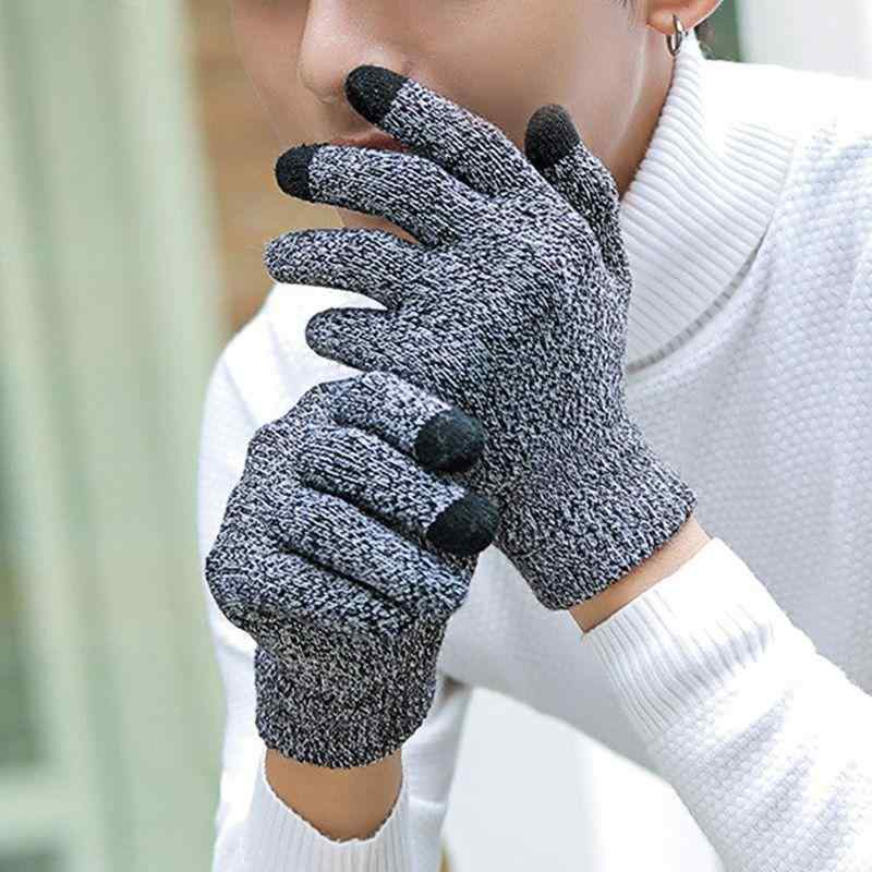 手袋 メンズ レディース 防寒 ニット グローブ 裏起毛 暖かい 滑り止め 自転車用 秋冬 黒 グレー 赤茶(..
