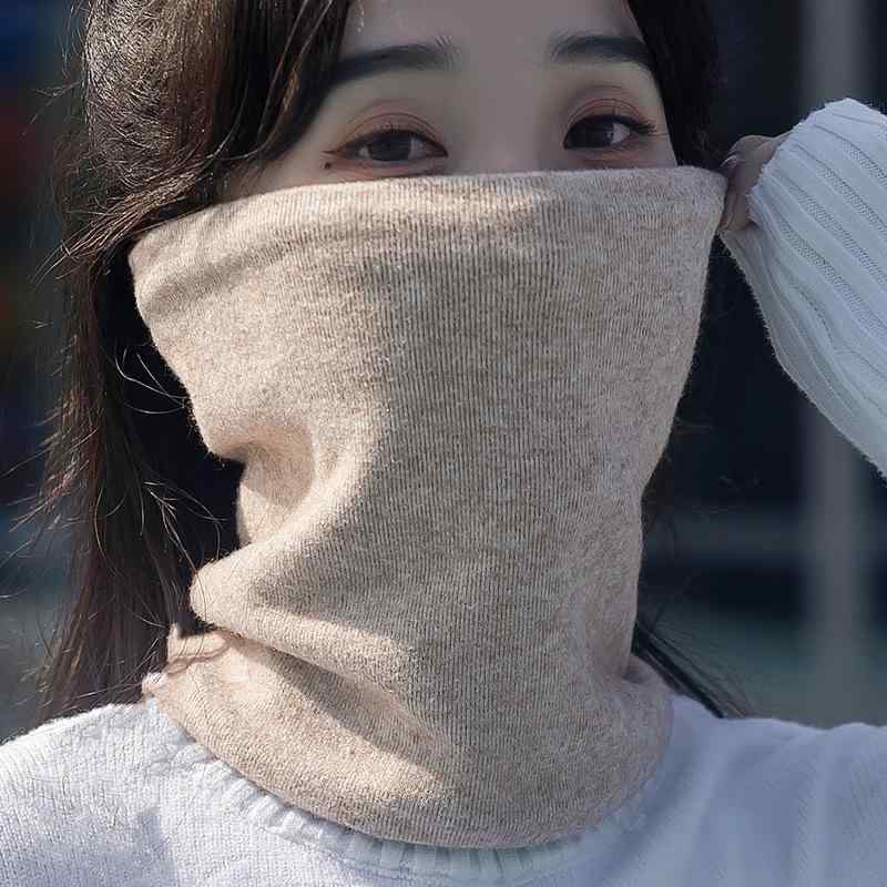 ネックウォーマー 男女兼用 秋冬 防寒 バイク 厚手 裏起毛 グレー系 あったか ニット