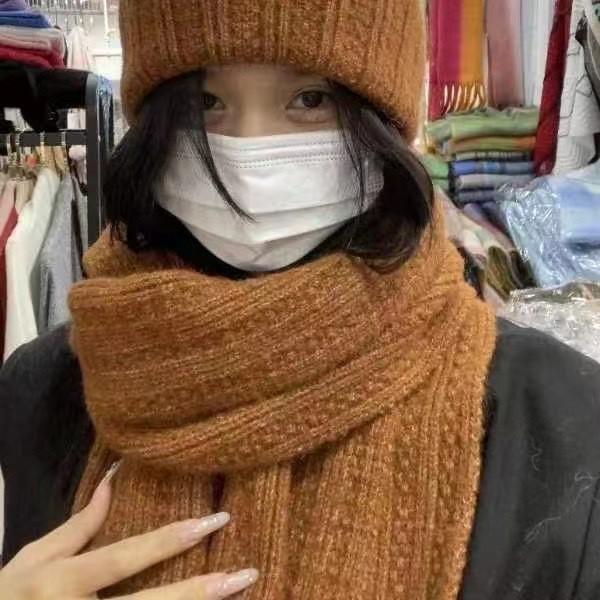 マフラー レディース メンズ 秋冬 羊毛 ニット 厚手 ストライプ あったか 学生 防寒 パープル 赤 オートミール ホワイト グレー グリーン ピンク ブラウン ダークグレー