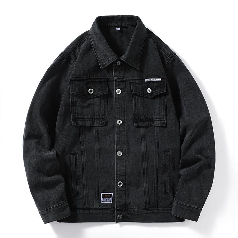 ジャケット メンズ デニム 春秋 美品 カジュアル ワーク ウェア アウター 綿 翻領 黒 グレー 青 ブルー 耐摩耗 通気 防風 多ポケット