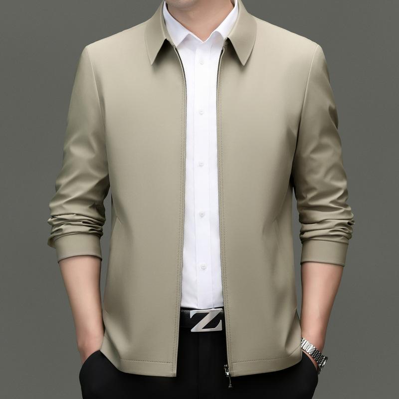 ジャケット メンズ 男性用 春秋 アウター 紳士服 ミドルエイジ ビジネス カジュアル 上着 ポリエステル 無地 カーキ グリーン ネイビー