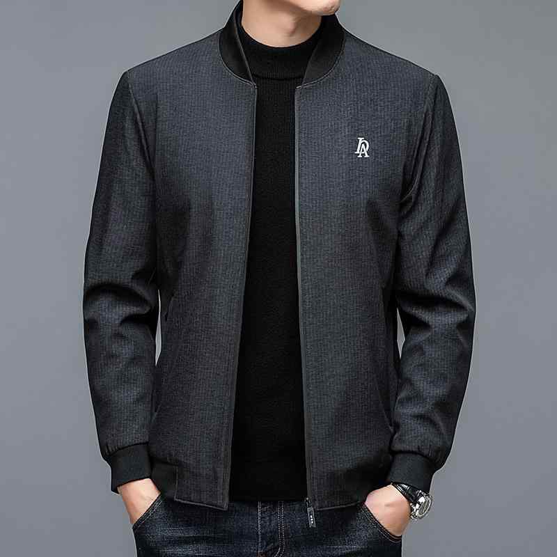 ジャケット メンズ 男性用 長袖 秋冬 暖かい 裏起毛 厚手 防寒 ビジネス カジュアル アウター トップス スタンドカラー ブラック グレー ブルー(4)