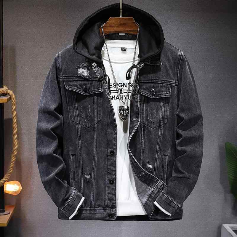 ジャケット メンズ 男性用 デニムジャケット フード付き Gジャン ブルゾン アメカジ 破れ加工 防風 耐摩耗 通気性 コットン 綿 春秋 普段使い 20代 30代 グレー ブラック系・カテゴリ: ジャケット・スタイル: ・対象年齢: 成人・対象: 男性・着丈: レギュラー丈・フィット: レギュラーフィット・襟の形: 襟付き・フード: あり・・柄: -・素材: デニム・主な素材: 綿・袖丈: 長袖・袖のタイプ: シャツ袖・色: 灰黒・サイズ展開: M, L, XL, XXL, XXXL, XXXXL・対象者: ・シーン: カジュアル・装飾: ポケット・裾の形状: ストレートヘム・フロント: シングルブレスト・ポケット: サイドポケット・着方: アウター・機能性: 通気性, 耐摩耗性, 防風, 防汚, 吸湿発散性, 防裂性