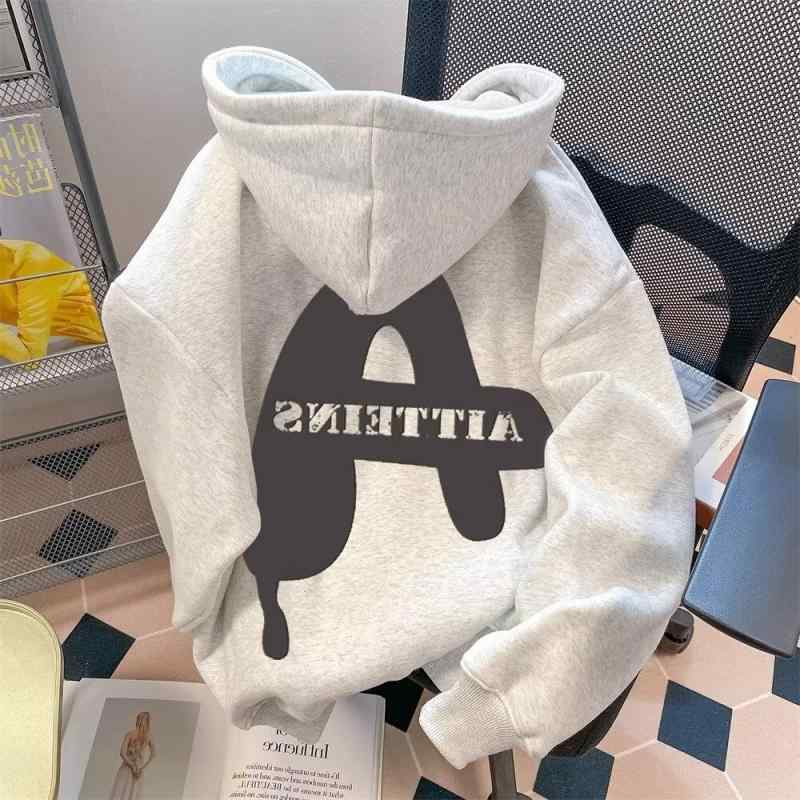 パーカー 男女兼用 秋冬 加絨 厚手 ストリート系 宽松 プルオーバー フーディ 部屋着 春秋 ポリエステル 米グレー ワインレッド ホワイト ブラック