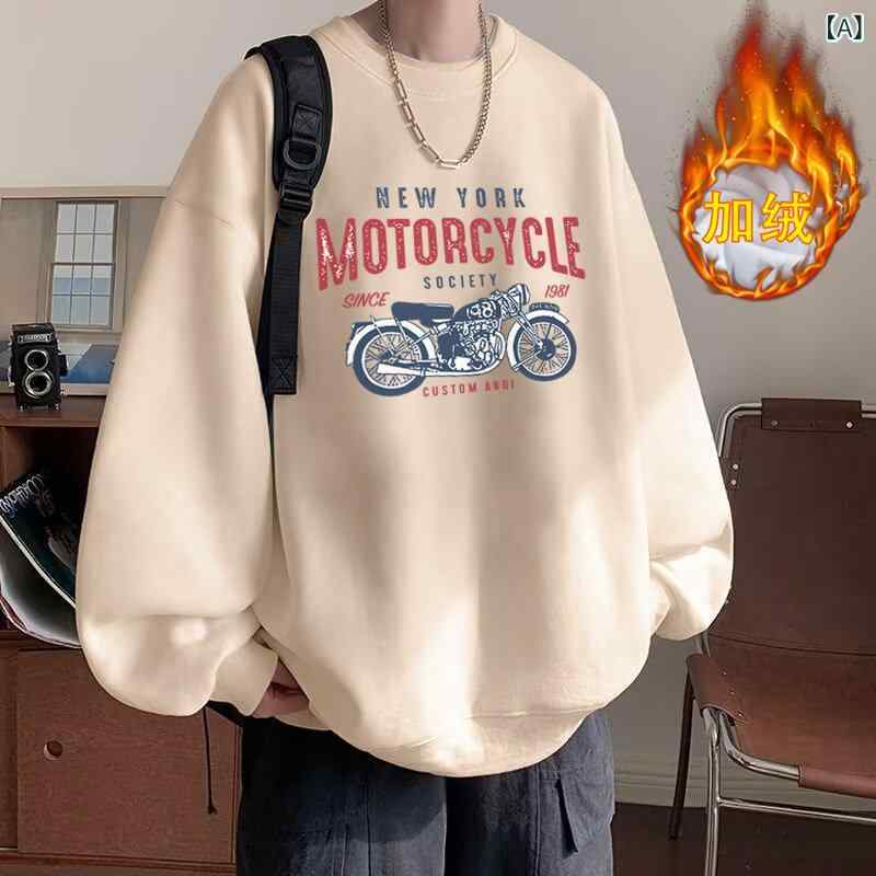 スウェット メンズ 秋冬 裏起毛 長袖 プルオーバー ゆったり おしゃれ トップス ストリート カジュアル 普段使い 部屋着 杏色 深グレー デニムブルー ホワイト イエロー ブラック