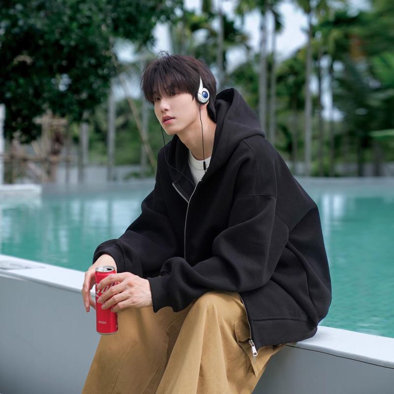 パーカー メンズ 無地 ジップアップ スウェット 春秋 薄手 裏起毛 フード付き 長袖 黒 ブラック グレー ルームウェア 部屋着 ゆったり 大きめサイズ