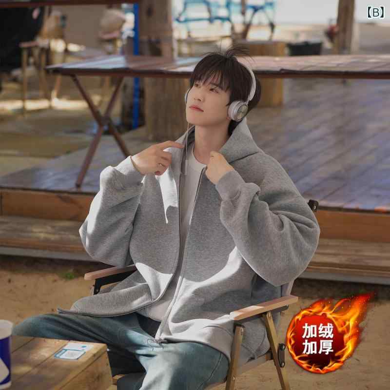 パーカー メンズ 無地 ジップアップ スウェット 春秋 薄手 裏起毛 フード付き 長袖 黒 ブラック グレー ルームウェア 部屋着 ゆったり 大きめサイズ