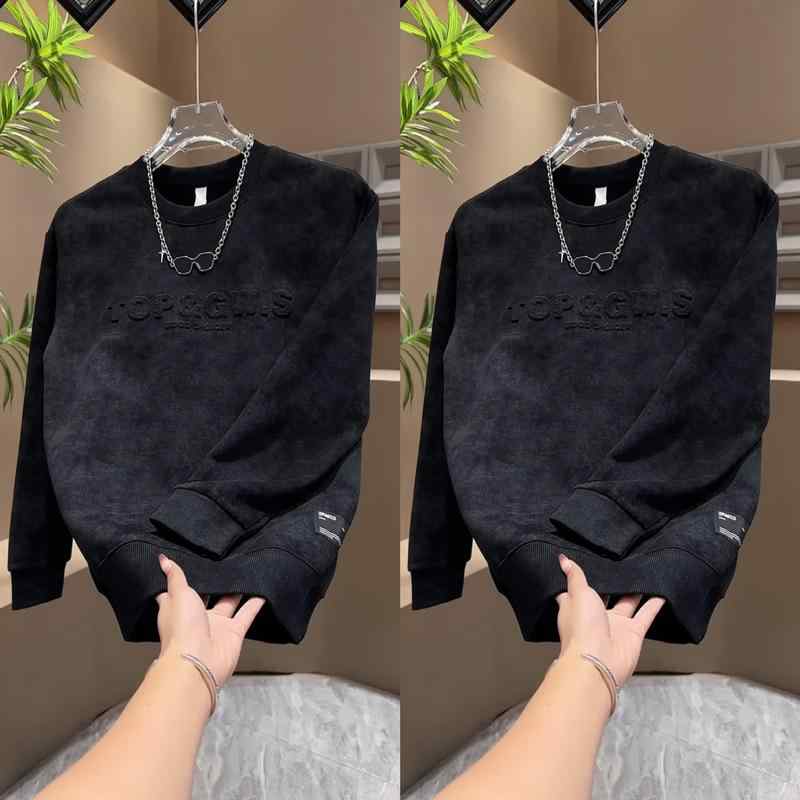 スウェット メンズ 裏起毛 秋冬 カジュアル トップス 長袖 プルオーバー ゆったり プリント 丸首 黒 ブラック グレー アイボリー