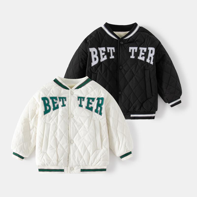 Blousons, Jumpers - 子供用綿ジャケット 男の子 アウター 冬季 ベースボールジャケット風 丸首 ジップアップ 休闲 ポリエステル 110cm 120cm 130cm 140cm 150cm 160cm