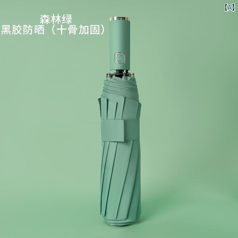女性用 全自動 傘 晴雨 強化 日焼け防止 紫外線カット 男性用 丈夫 サンシェード 大雨 特化 グリーン ..