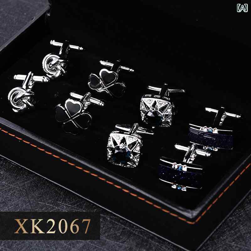 豪華なに入った4種類のアイテム袖ボタン.ネクタイクリップ.ゴールドとシルバー.フレンチカフス.シャツ..