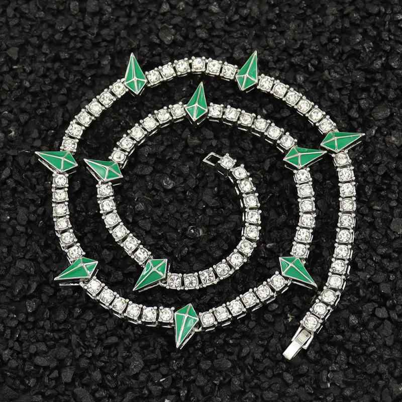 ネックレス メンズ ヒップホップ キューバチェーン 幾何学模様 ジルコニア チョーカー ラッキーアイテ..