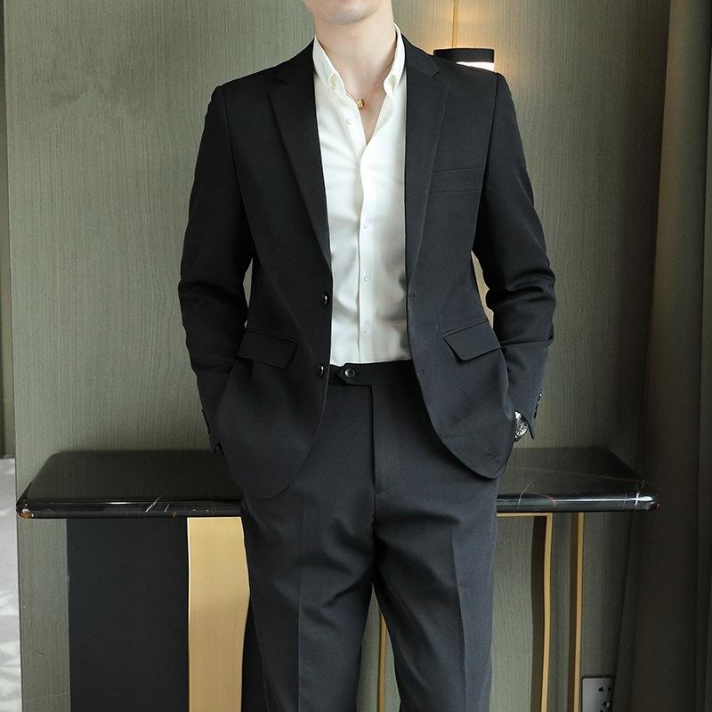 スーツ メンズ ビジネス フォーマル 男性用 春物 ブラック 黒 セットアップ 上下セット 2点セット ジャケット パンツ ズボン スラックス 紳士服 仕事着 オフィス 通勤用 スリムフィット