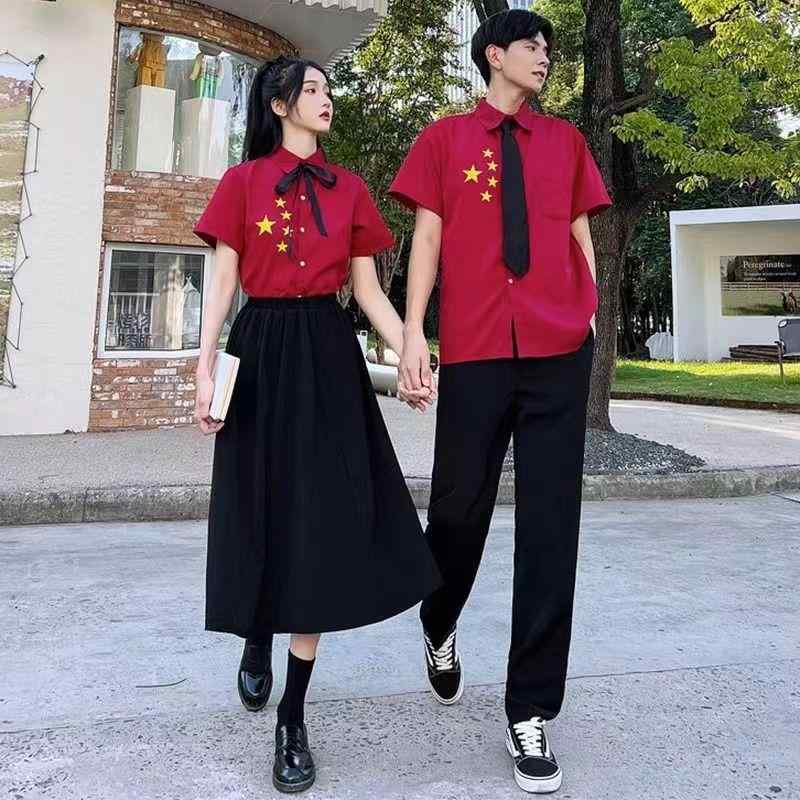 セットアップ ガールズ スクール制服 ブリティッシュスタイル コスチューム 合唱 演出服 レッド ブラック 春秋冬 コットン ポリエステル XS S M L XL XXL XXXL 4XL 5XL 6XL