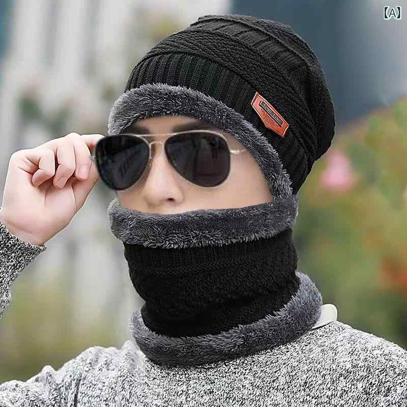 ニット帽 男性用 加絨 保温 ネックウォーマー一体型 毛糸帽子 女性用 耳当て付き 防寒 平トップ 黒 深グレー ワインレッド 紺色 茶色 2