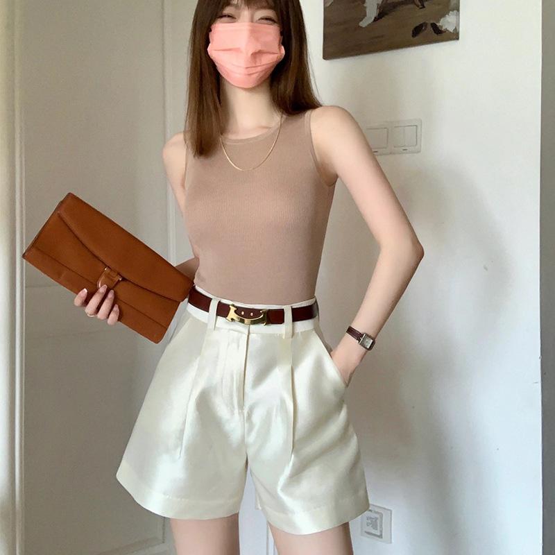 Rakuten - パンツ レディース Aライン キュロット ミドル丈 ワイドレッグ アクリル ゆったり オフホワイト 接触冷感 春夏 通勤 普段使い