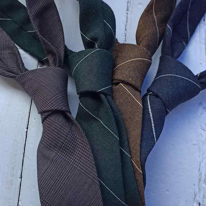 ネクタイ メンズ レディース コットンリネン 6CM幅 スリム 英国風 学生 ブルー ストライプ グレンチェック タータンチェック アースカラー(x10)