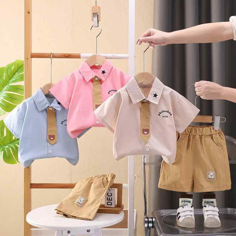 キッズ 夏服 半袖シャツ 短パン 上下2点セット ベビー 男の子 幼児 薄手 綿 トップス パンツ カワイイ ..