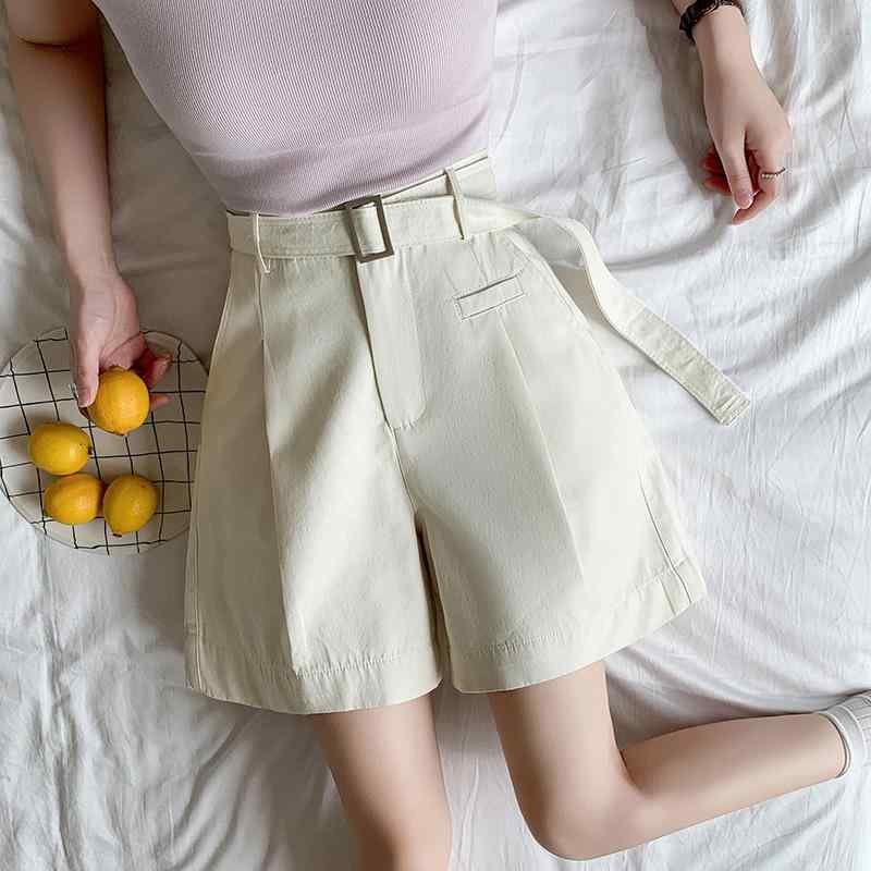 ショートパンツ レディース 春夏 レトロ ゆったり Aライン カーゴパンツ ハイウエスト ワイドレッグパンツ ストレート ハーフパンツ カジュアル きれいめ 通勤 無地 シンプル 複合生地