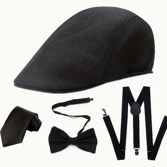 帽子 男性用 パーティー 舞踏会 礼装 付け襟 蝶ネクタイ ポケットウォッチ パイプ セット ブラック ホワイト(x10)
