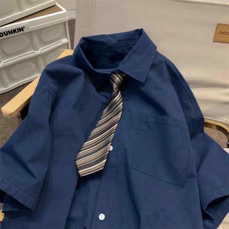 シャツ メンズ 男性用 トップス 半袖 形態安定 無地 ポリエステル 普段使い リラックス 開襟 杏色 ブルー ブラウン