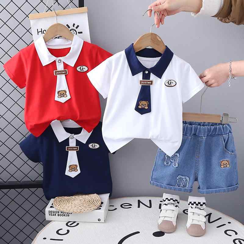 子供用半袖Tシャツ ショートパンツ 2点セット 男の子 夏 綿 カートゥーン柄 クマ 柔らか 薄手 カジュアル 80cm 90cm 100cm 110cm 120cm