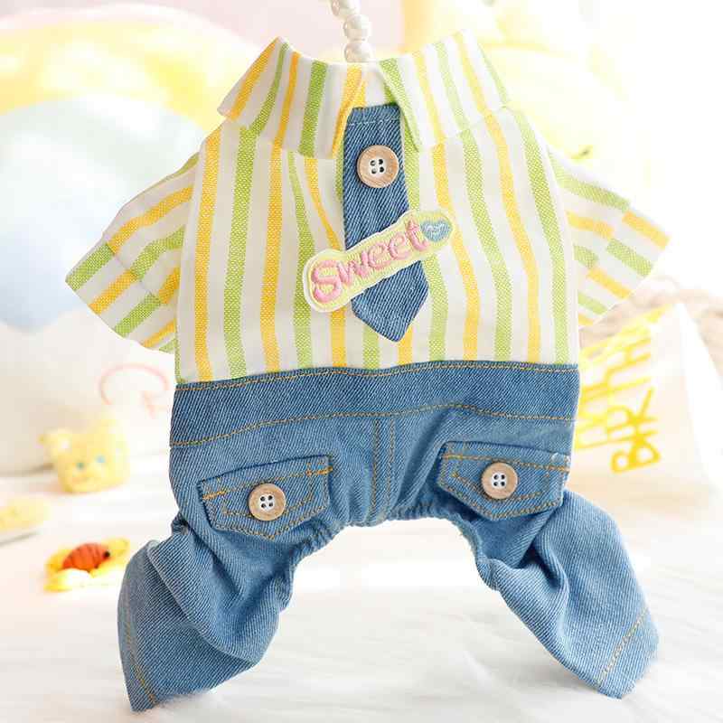 犬 服 春夏 小型犬 かわいい デニム つなぎ ドッグウェア おしゃれ ペット服 綿製 XS S M L XL 黄緑 藍..