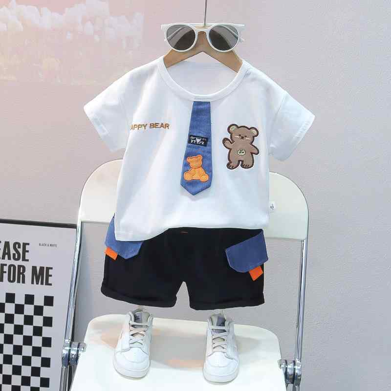 子供用半袖シャツ パンツセットアップ ベビー 幼児 かわいいクマ柄 80cm 90cm 100cm 綿 韓国 カジュアル 春夏