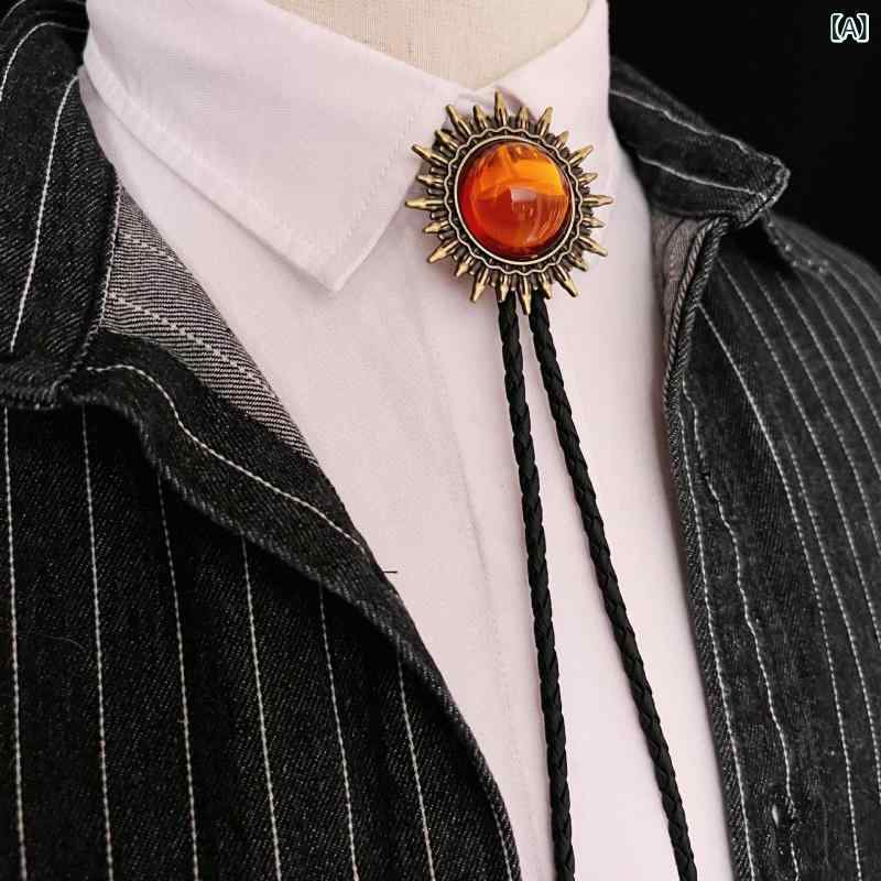 ネクタイ メンズ 男性用 ウエスタン ボロタイ ロープタイ 調節可能 シャツ 襟飾り ネックレス アクセサリー レトロ 青古色 茶色 花柄(x20)