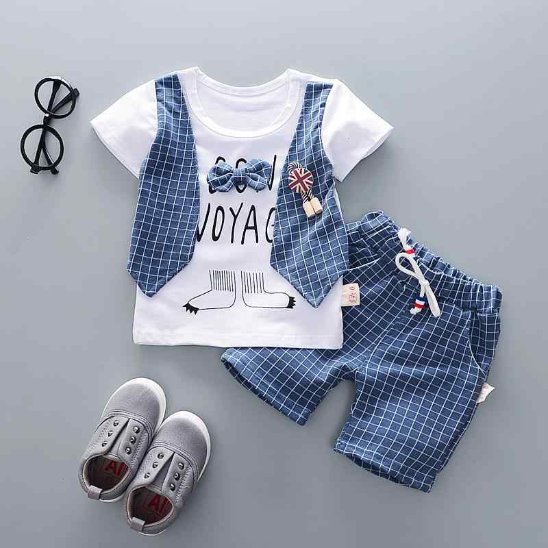 Top & Bottom Sets - キッズ ベビー服 上下セット チェック柄 半袖 短パン 2点セット 夏物 男の子 女の子 幼児 赤ちゃん 80cm 90cm 100cm かわいい 綿