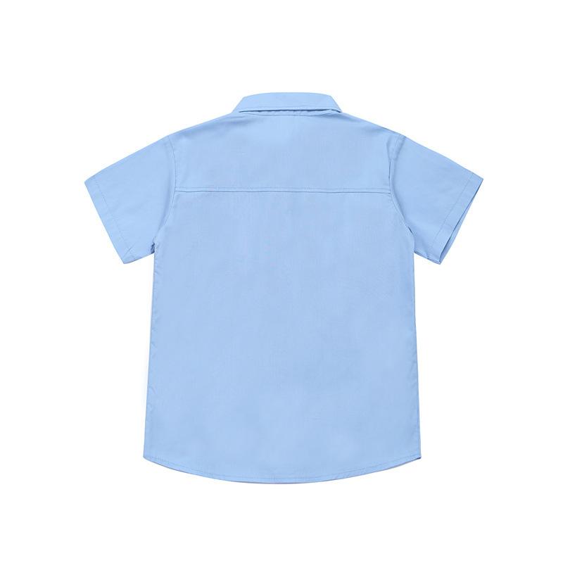 シャツ キッズ 男の子 半袖 綿 襟付き 無地 春夏 子供服 トップス スクール おしゃれ フォーマル ブルー 青 ホワイト 白 90cm 100cm 110cm 120cm 130cm 140cm 150cm 160cm 170cm