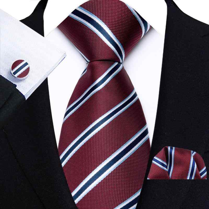 ネクタイ メンズ ストライプ柄 ビジネス 通勤 ポリエステル 3点セット (ネクタイ ポケットチーフ カフ..