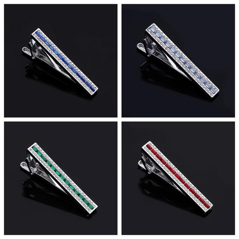 ネクタイピン メンズ 男性用 ビジネス フォーマル シンプル 幾何学模様 銅製 電気メッキ加工 宝石ブルー オレンジ スカイブルー グリーン グレー ワインレッド ブラック シルバー ホワイト ピンク