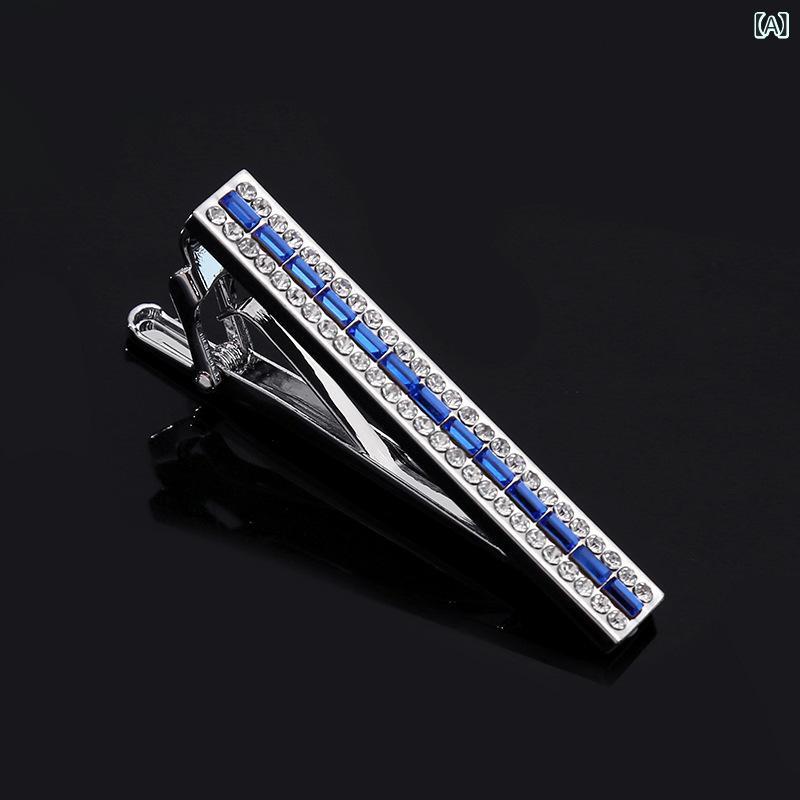 ネクタイピン メンズ 男性用 ビジネス フォーマル シンプル 幾何学模様 銅製 電気メッキ加工 宝石ブルー オレンジ スカイブルー グリーン グレー ワインレッド ブラック シルバー ホワイト ピンク