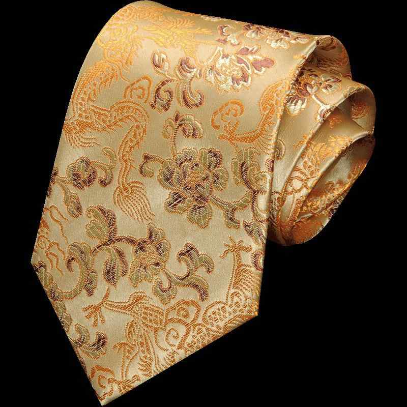 ネクタイ メンズ 男性用 レトロ 中国風 ドラゴン 竜 刺繍 幅広 ポリエステル ストライプ柄 赤 レッド 白 緑 グリーン 黄 イエロー 紫 パープル 青 ブルー 紺 ネイビー ワインレッド 黒 ブラック