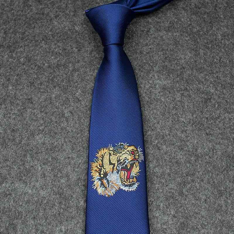 其它 - ネクタイ 男性用 刺繡 トラ柄 幾何学模様 紺色 ポリエステル 紳士 結婚式 新郎 フォーマル カジュアル