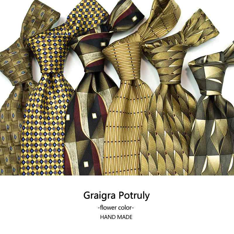 ネクタイ メンズ レトロ 桑蚕糸 印花 9cm幅 紳士用 イエロー系 ブラウン系(x2)