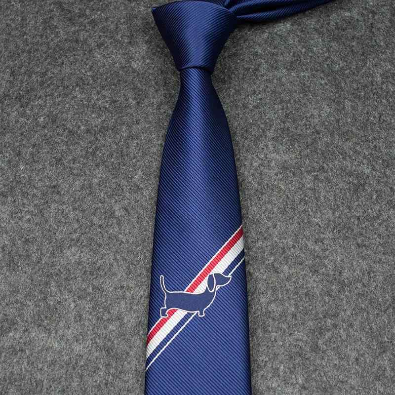 ネクタイ メンズ 男性用 ダークブルー 犬柄 ストライプ 幅7cm ポリエステル 普段使い カジュアル(x50)